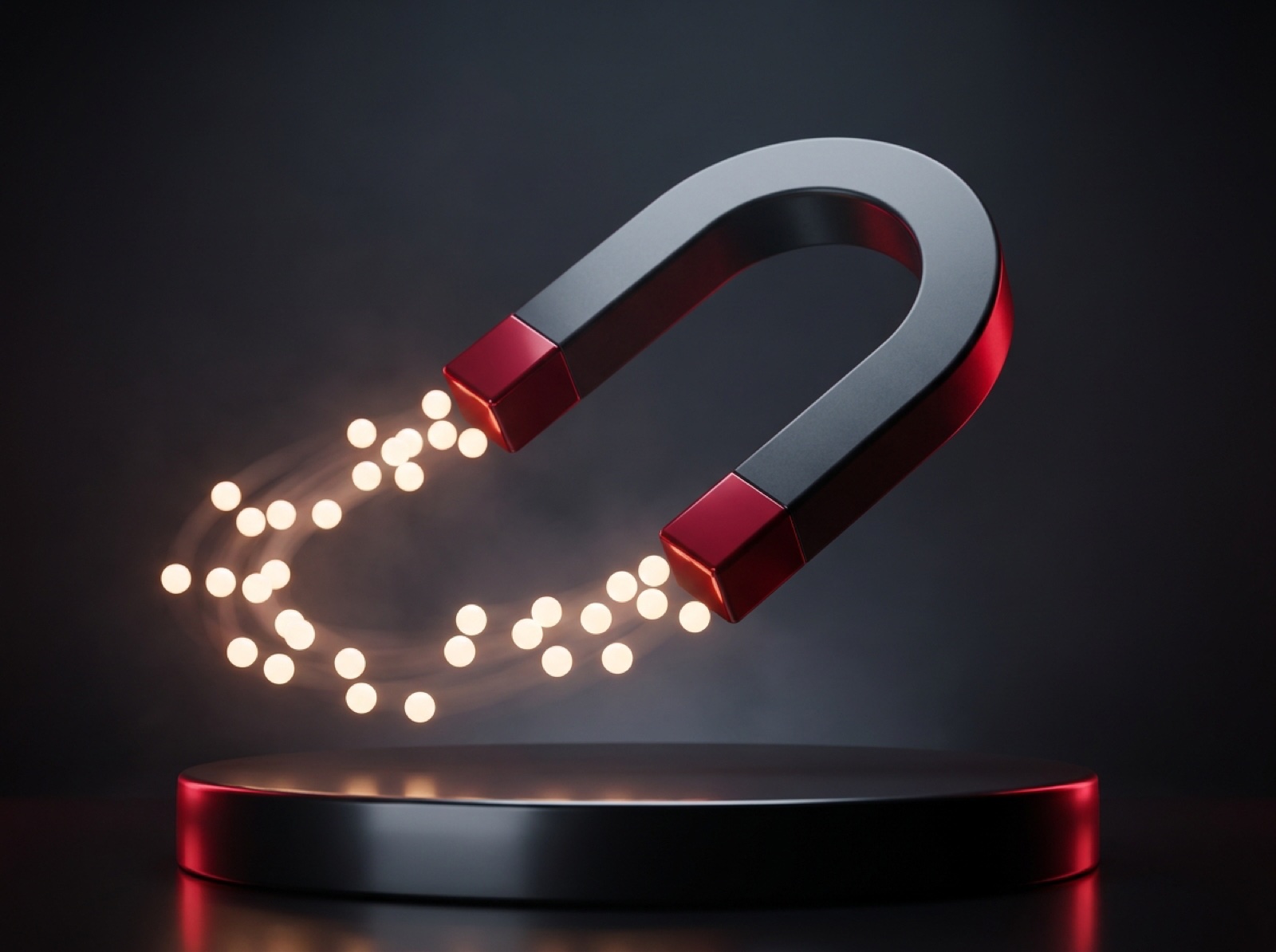 A magnet attracting a stream of glowing leads